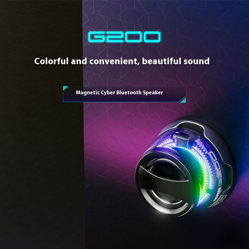 Mini Bluetooth magnetic wireless speaker with “G2000” text and green-blue LED illumination