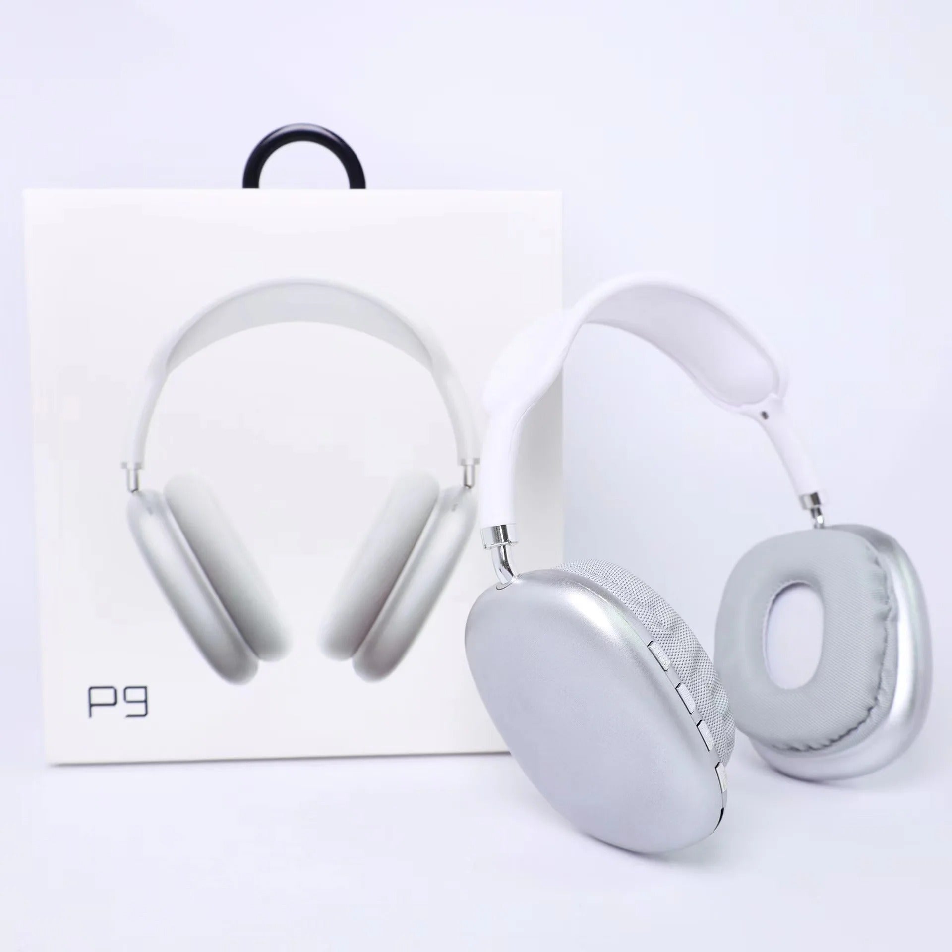 P9 Wireless Bluetooth-Kopfhörer, silberne Over-Ear Muscheln und gepolsterte Polster