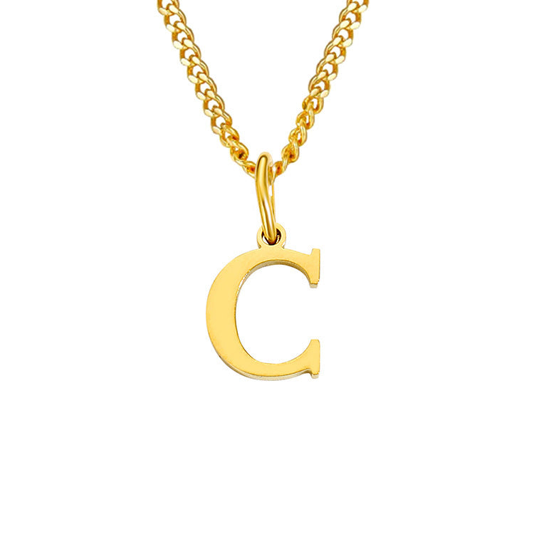 Gold letter C pendant necklace with curb chain