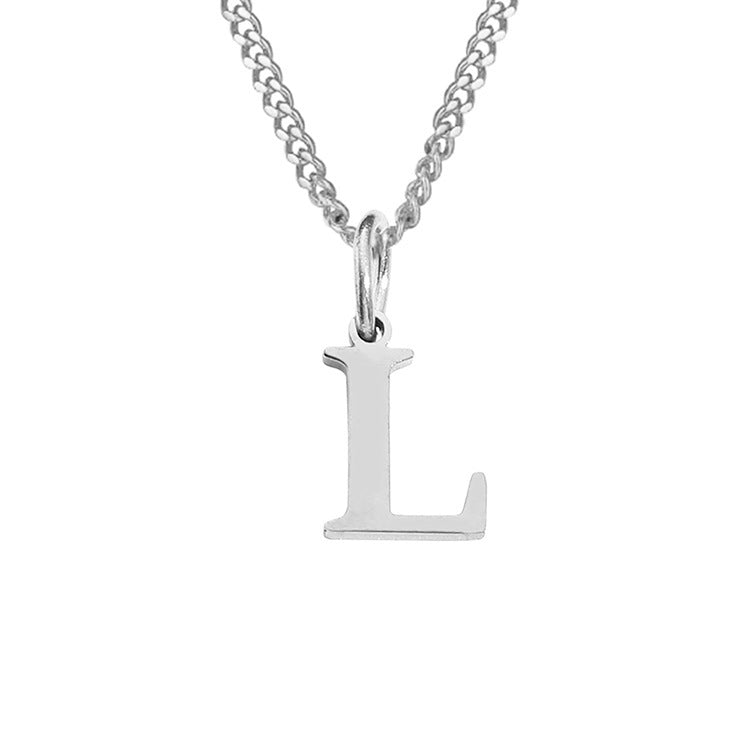Silver-tone letter L pendant on curb-chain necklace