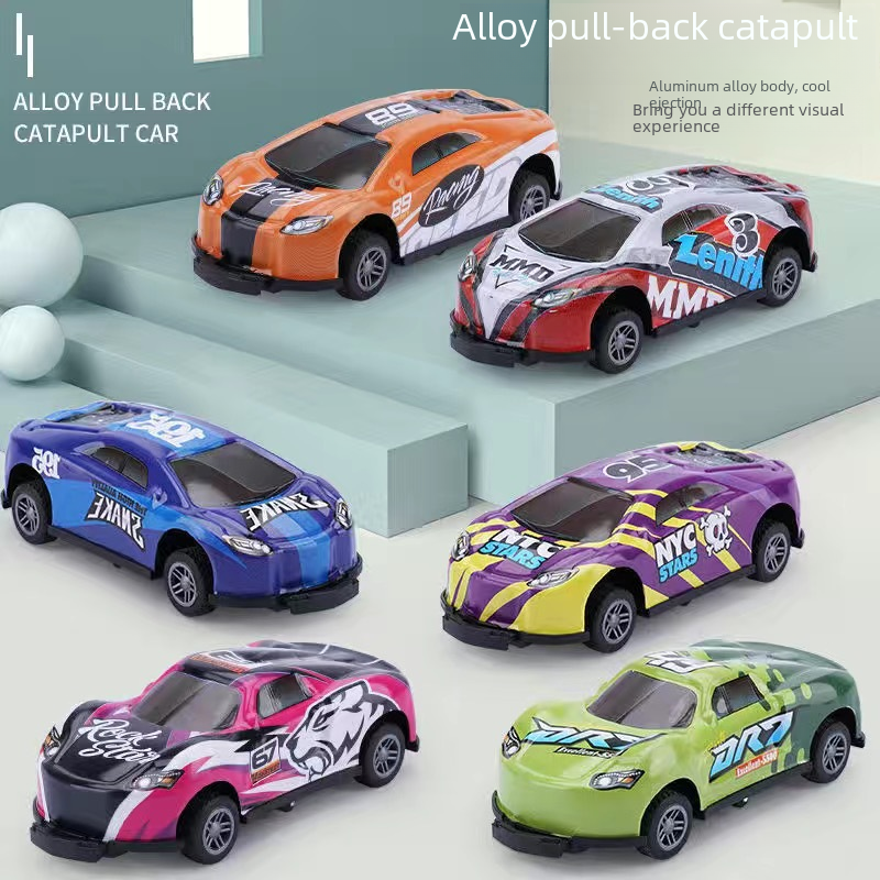 Assorted mini alloy pull-back catapult racing cars in multiple colors