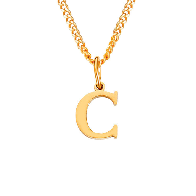 Gold-tone letter C necklace with curb chain and attached letter pendant