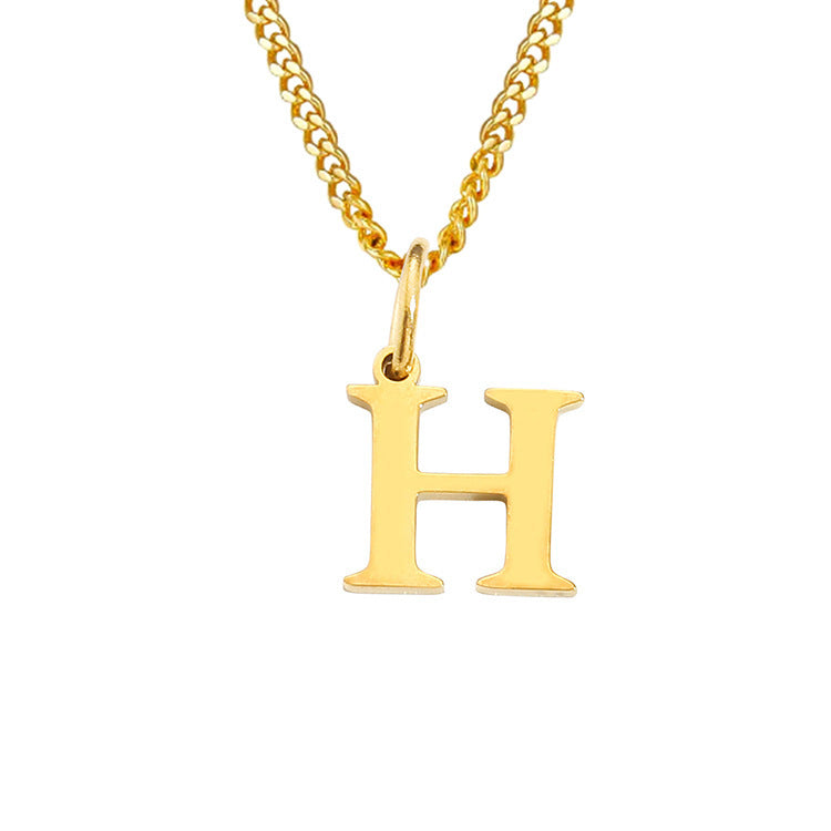 Letter necklace pendant H, gold-tone chain with uppercase initial charm