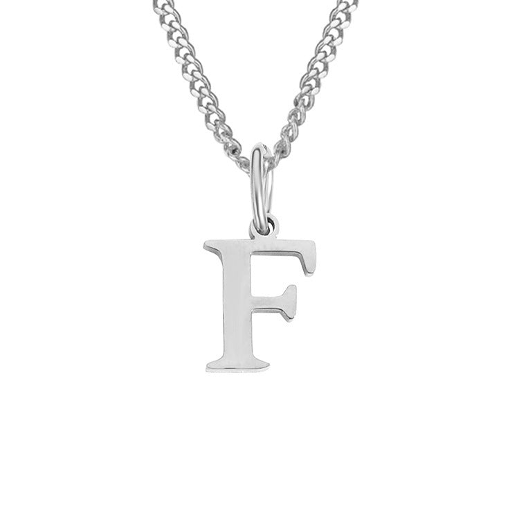 Silver-tone letter E pendant on curb-chain necklace