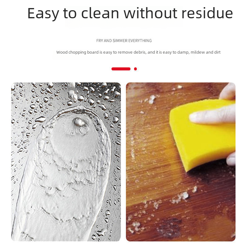 Stainless steel cutting board surface with water droplets, easy-clean finish