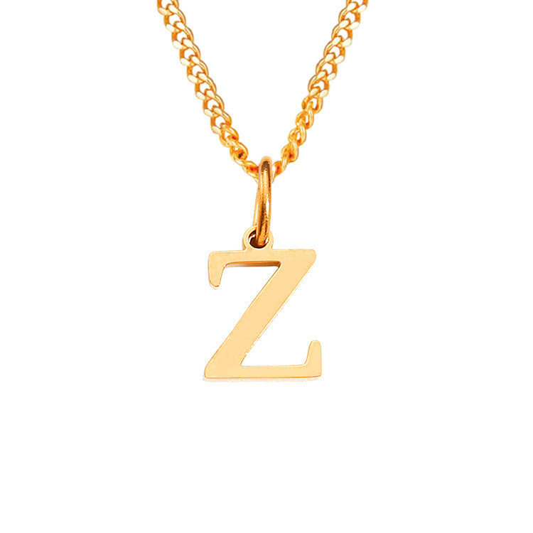 Gold letter Z pendant necklace with curb chain