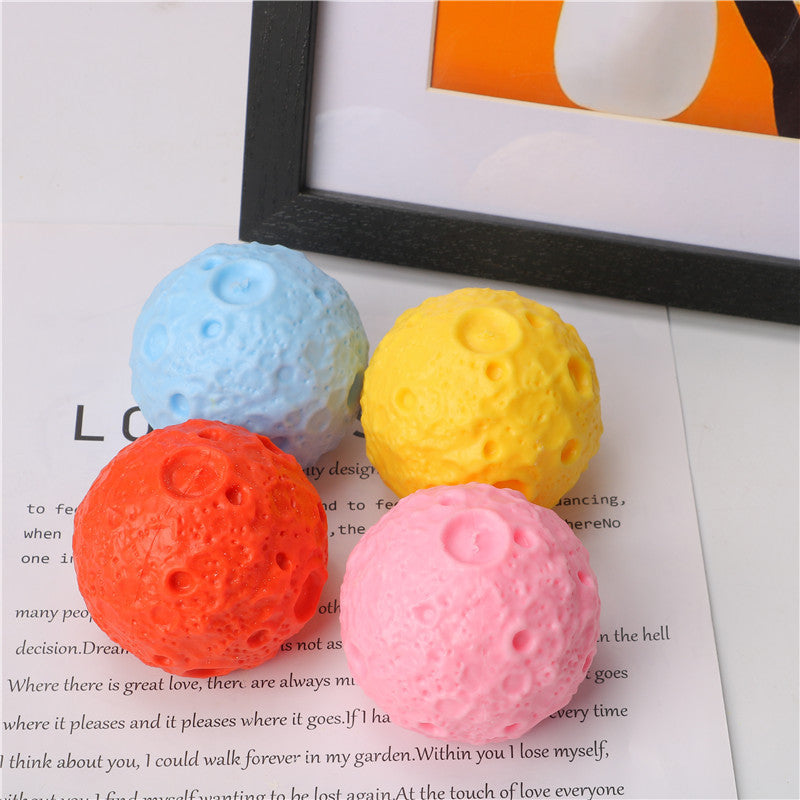 Astronaut vent cup music toy squeeze balls: blue, yellow, red, pink textured surface