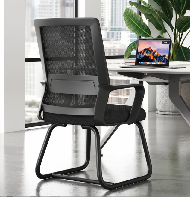 H2O Office Chair: black frame, black mesh back and seat, armless design