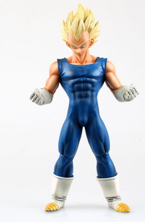 Vegeta Figur: blaues Jumpsuit-Outfit, goldene Stachelhaare, graue Handschuhe (front)