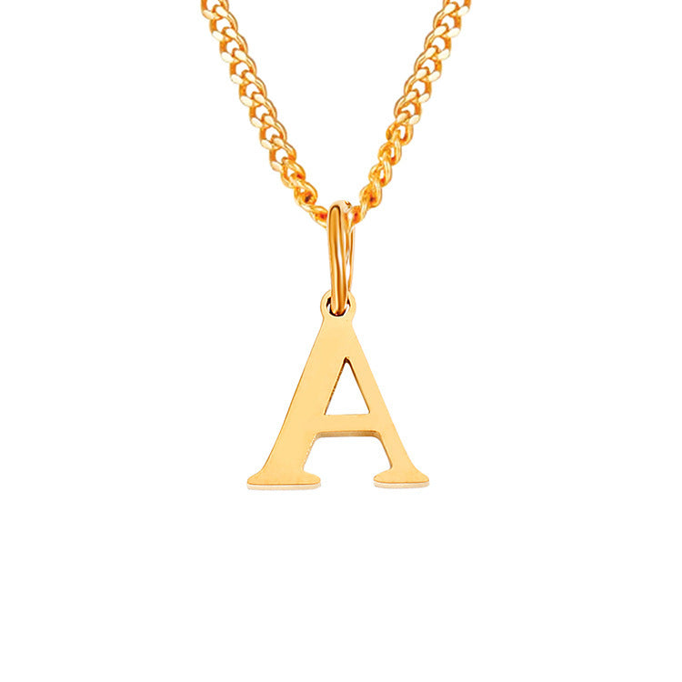 Letter necklace pendant A, gold-tone chain with uppercase initial charm