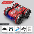 Red 2.4G gesture stunt car with four large wheels and blue LED lights