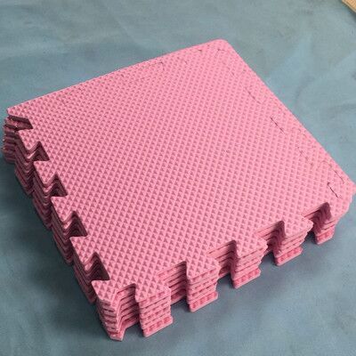 Pink foam puzzle floor mat set, 60×60 cm interlocking tiles with snap edges