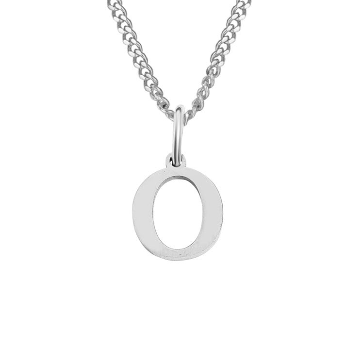 Silver-tone O pendant necklace with curb chain