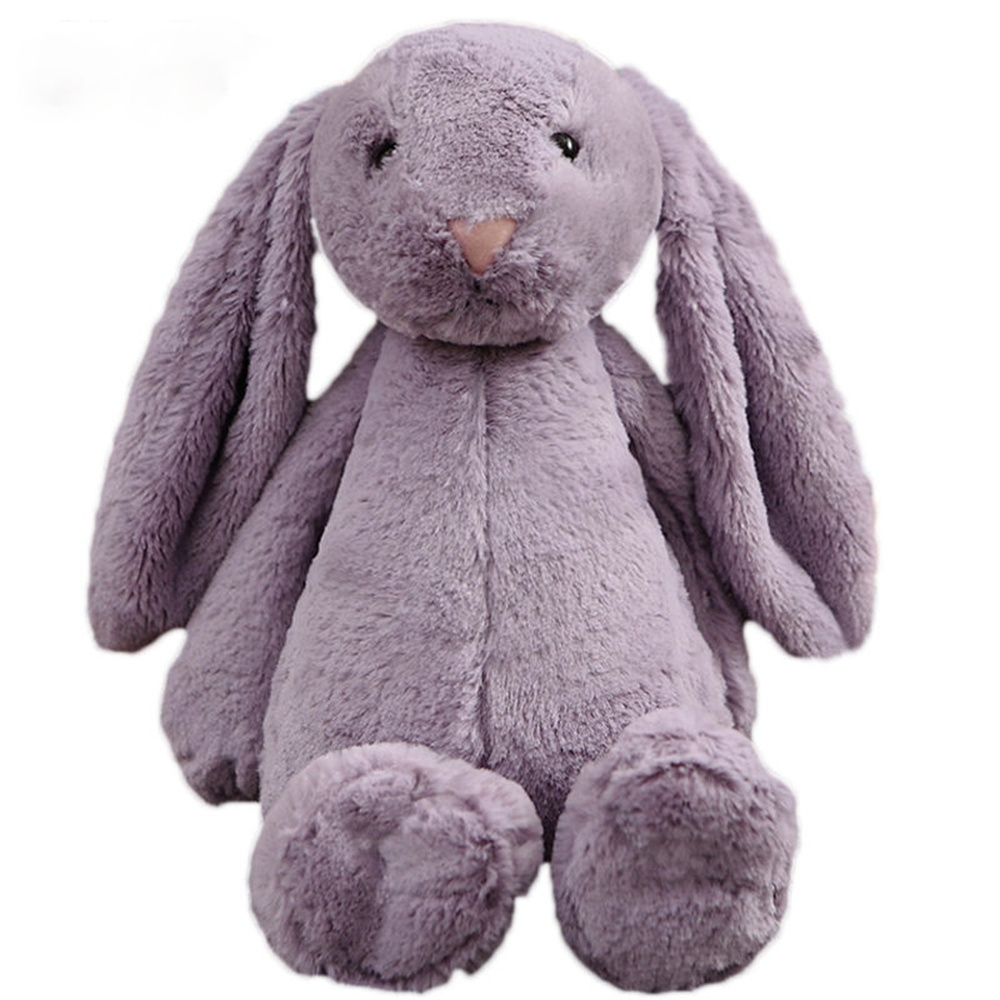 Long-eared bunny plush toy, gray plush with large ears and round paws