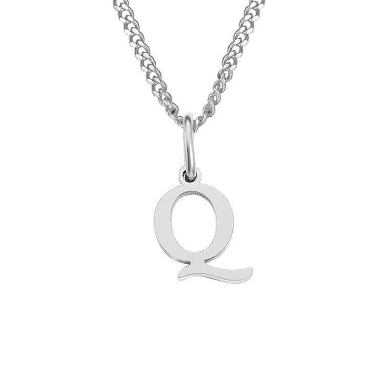 Silver-tone letter Q pendant on curb-chain necklace