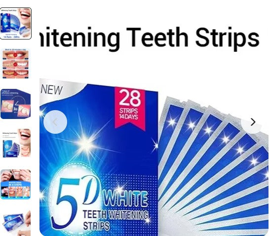 5D White whitening strips, 28 strips (4 days) with packet fan