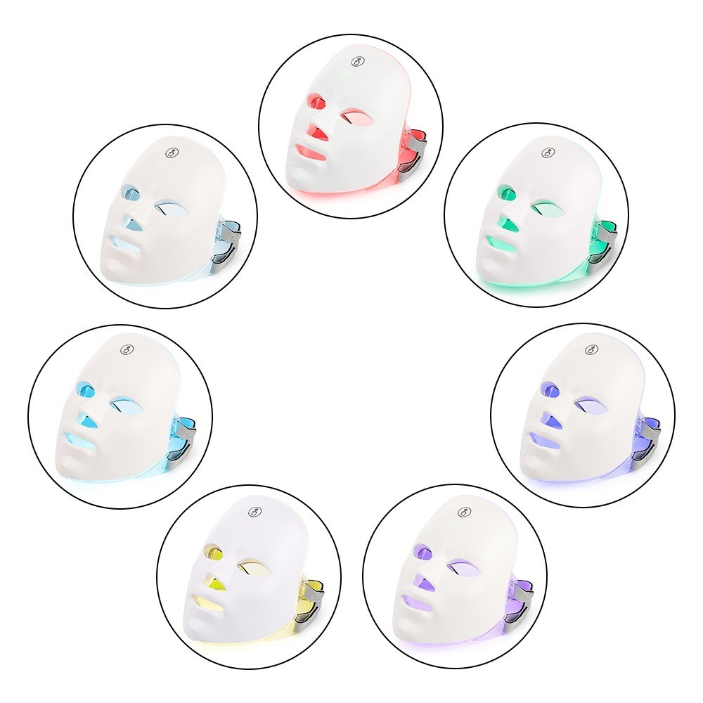 Luminous Skin Therapy Device con diferentes luces de colores sobre la mascarilla facial