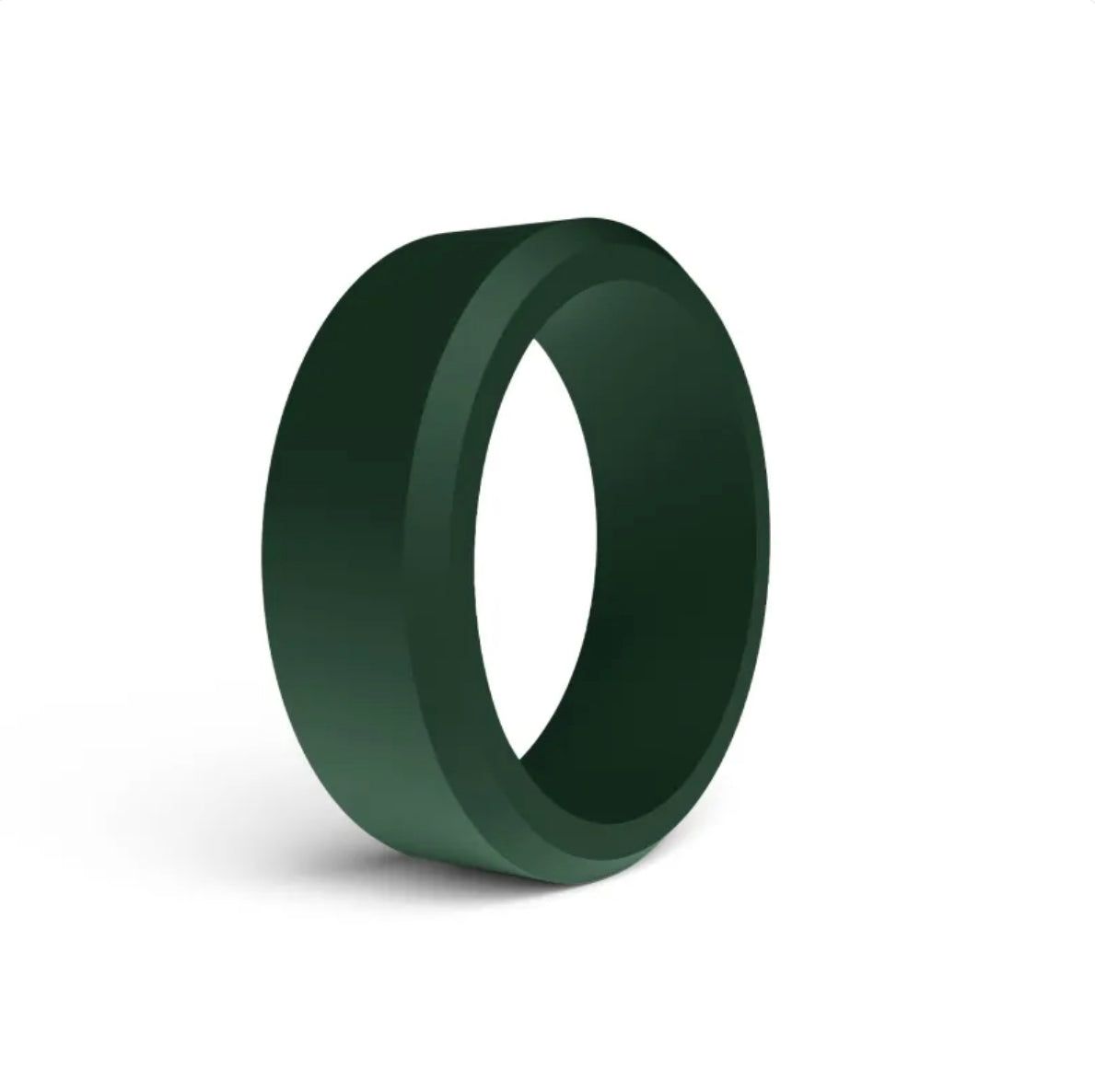 Men’s outdoor sports ring in forest green with smooth matte stainless steel band