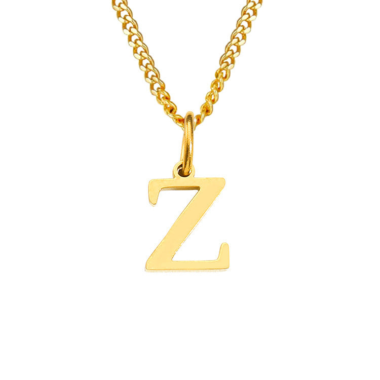 Letter necklace pendant Z, gold-tone chain with uppercase initial charm