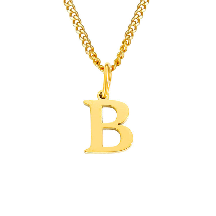 Gold-tone letter B pendant on curb-chain necklace