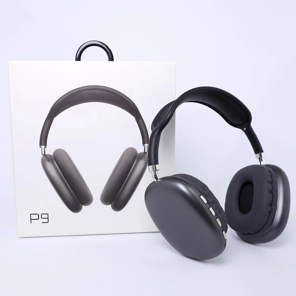 P9 Wireless Bluetooth-Kopfhörer, schwarze und graue Over-Ear Muscheln im Set
