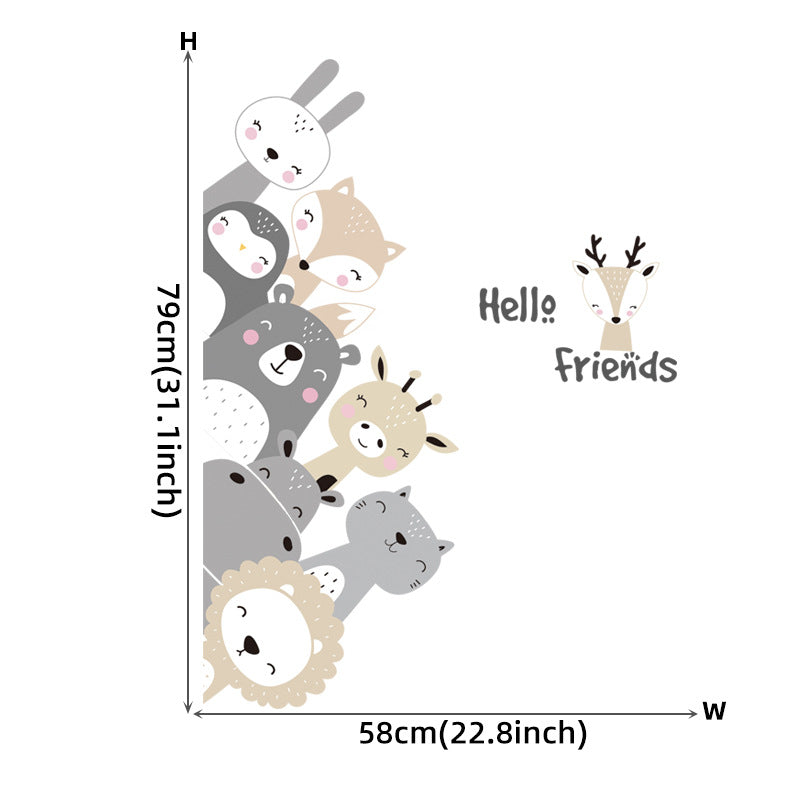 Smiling animal sticker size 79cm x 58cm with “Hello Friends” and animal faces