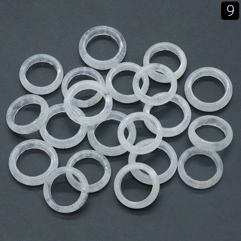Natural crystal agate running rings, pale gray translucent bands