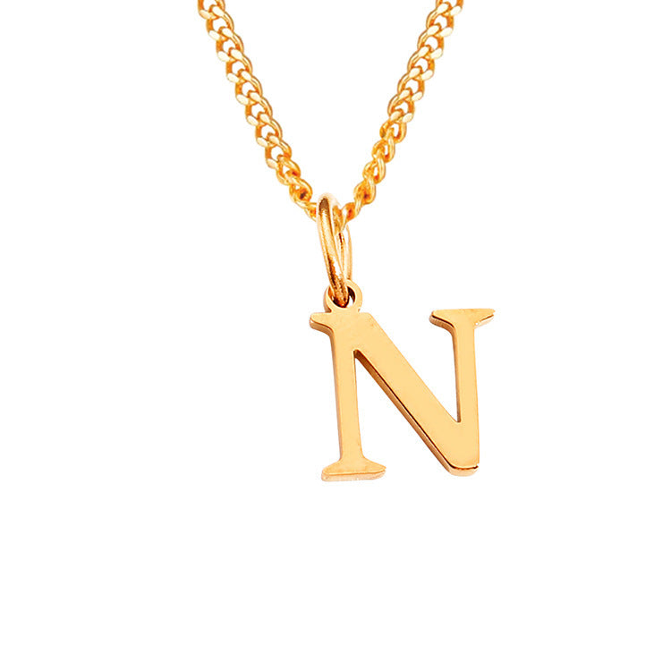Gold-tone letter N pendant on curb-chain necklace