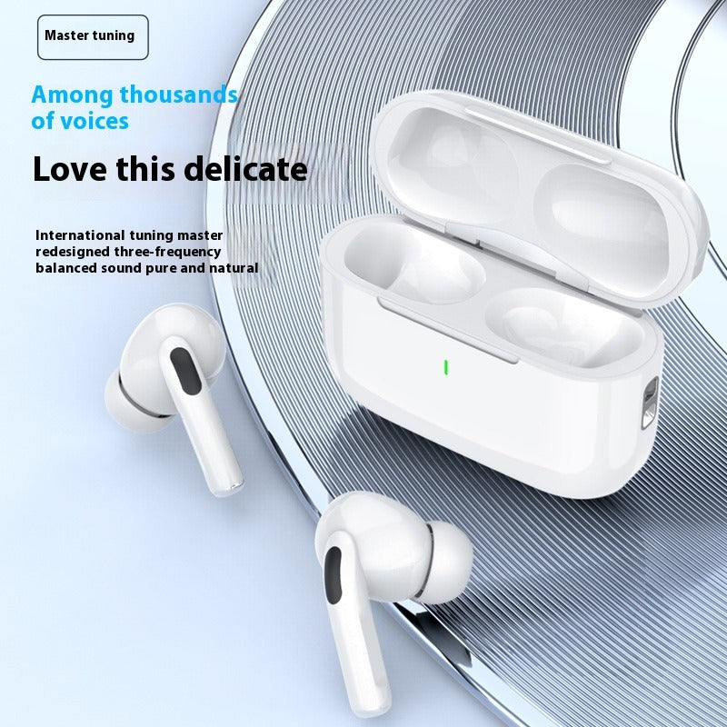 Weiße In-Ear Bluetooth-Kopfhörer im offenen Ladecase, zwei Ohrstöpsel sichtbar