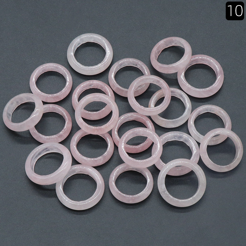 Natural crystal agate running rings, powder-pink translucent stones