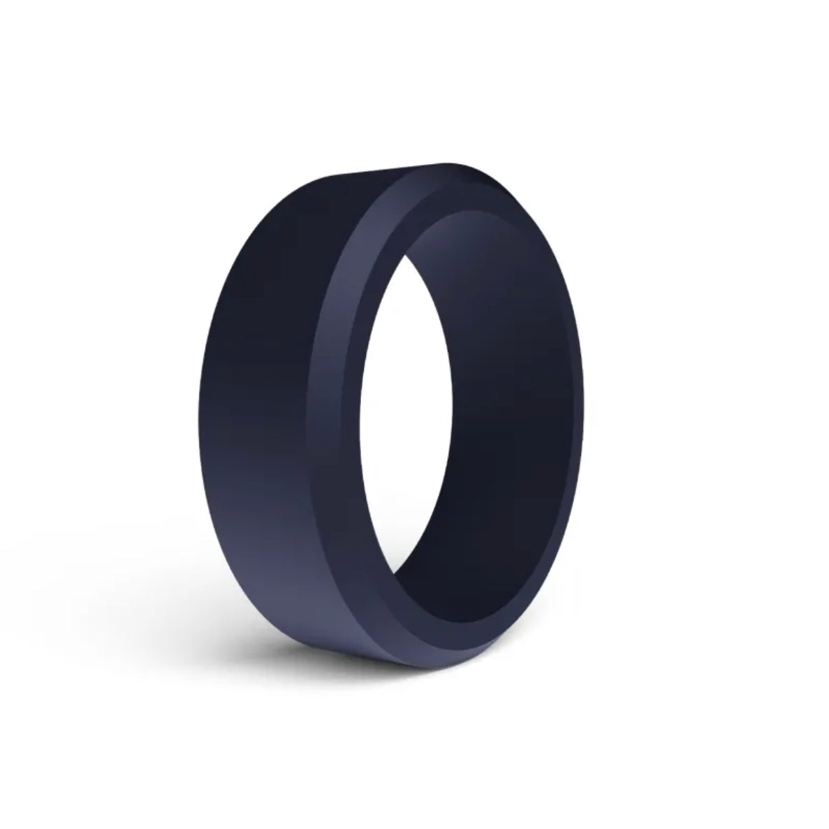 Men’s outdoor sports ring, dark blue metal band with lighter blue inner edge