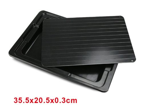 Black quick-thawing plate, stacked design; size 35.5x20.5x0.3 cm