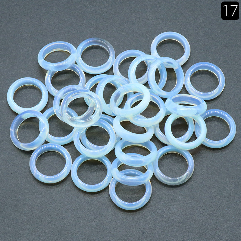 Natural crystal agate running rings, light blue translucent bands