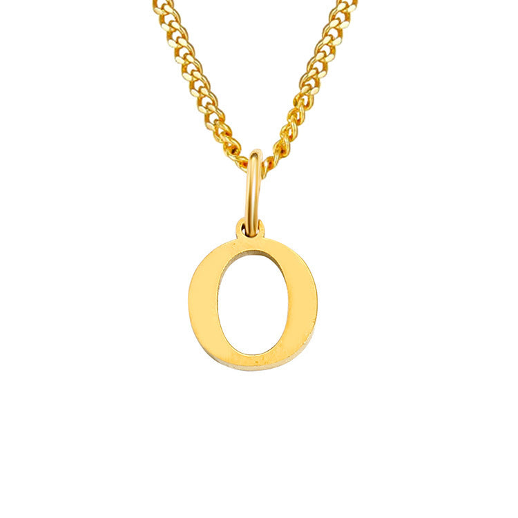 Gold-tone letter O pendant on curb-chain necklace