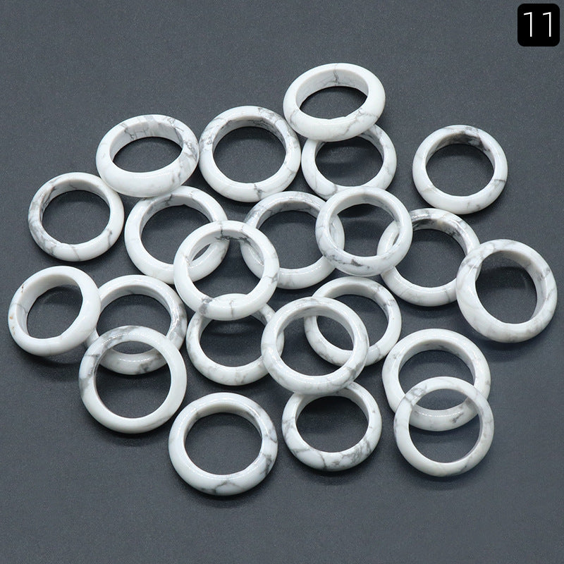 White agate running rings, smooth translucent bands with subtle marbling