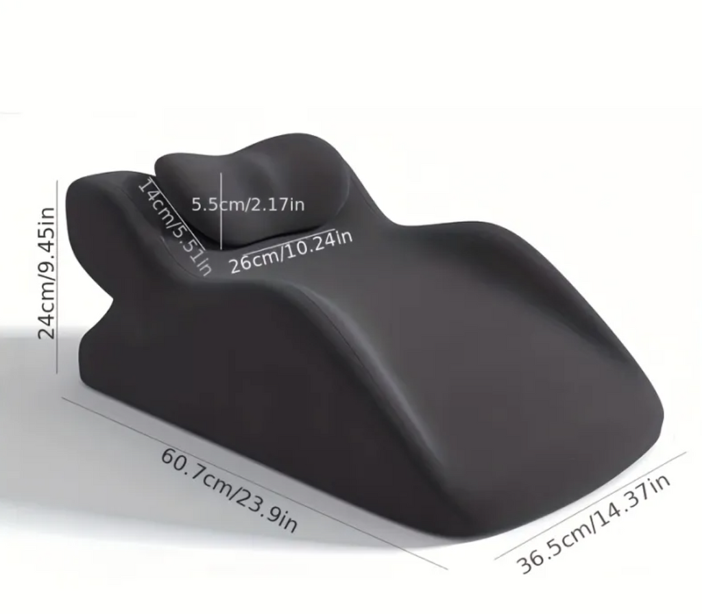 Stomach Sleeper Pillow in Dark Gray with contoured support and neck headrest