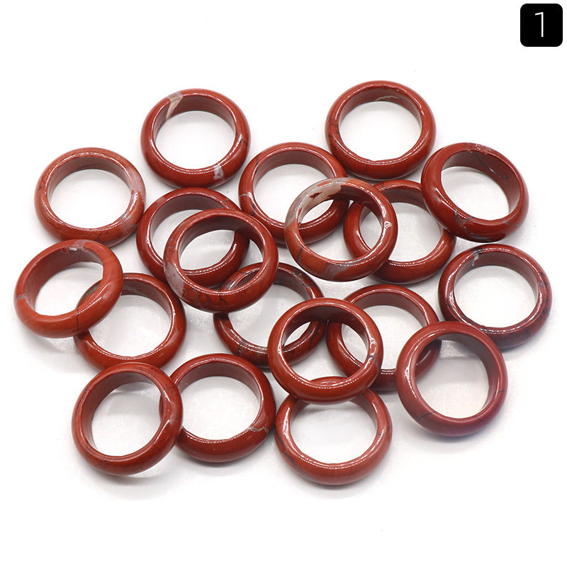 Natural crystal agate running rings, red-brown translucent band stack