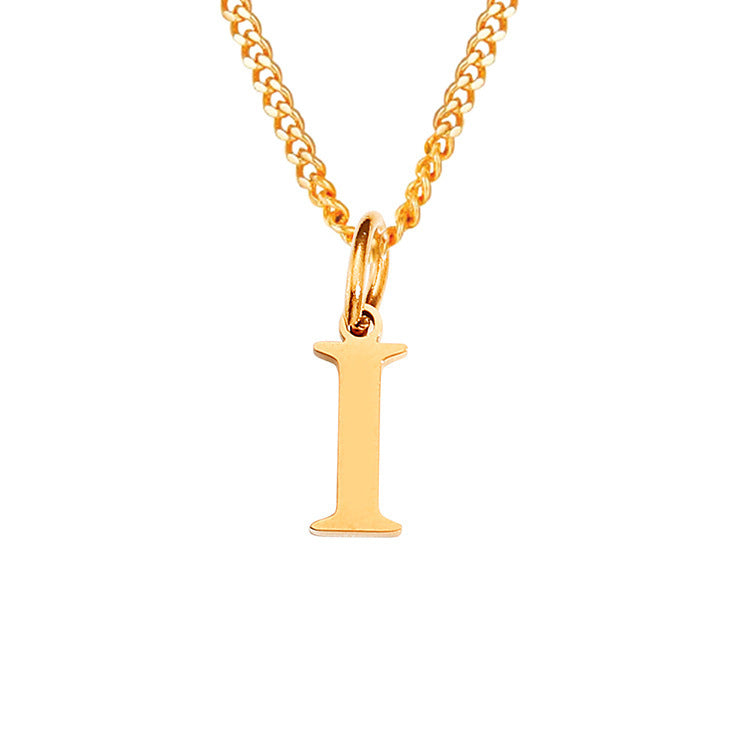 Gold-tone letter I pendant on curb-chain necklace