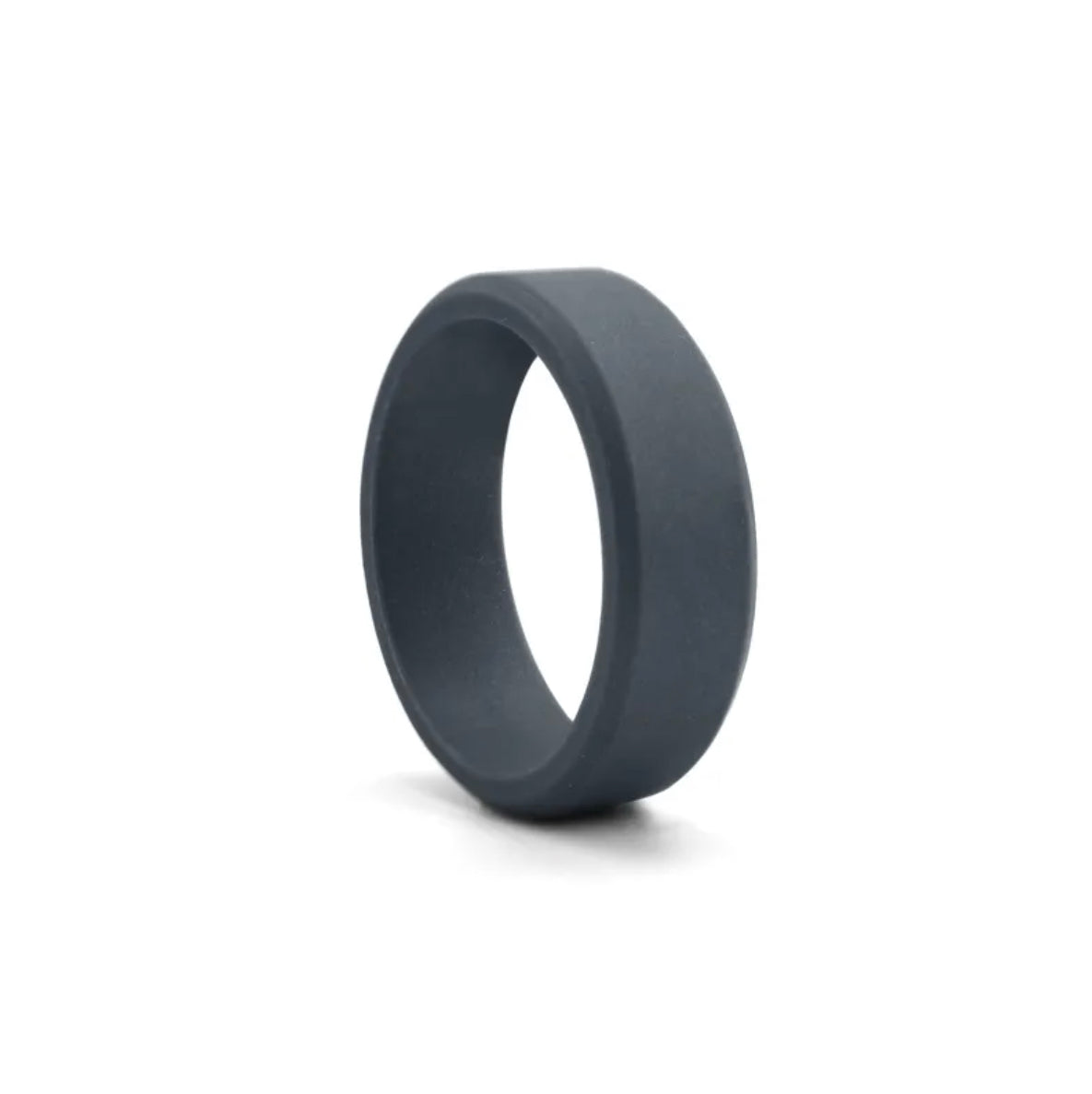 Men’s black sports ring, smooth stainless steel band with narrow groove detail