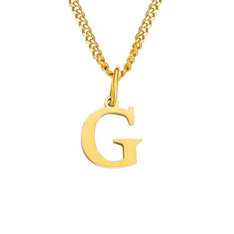 Stainless steel necklace letter G pendant on chain, gold-tone