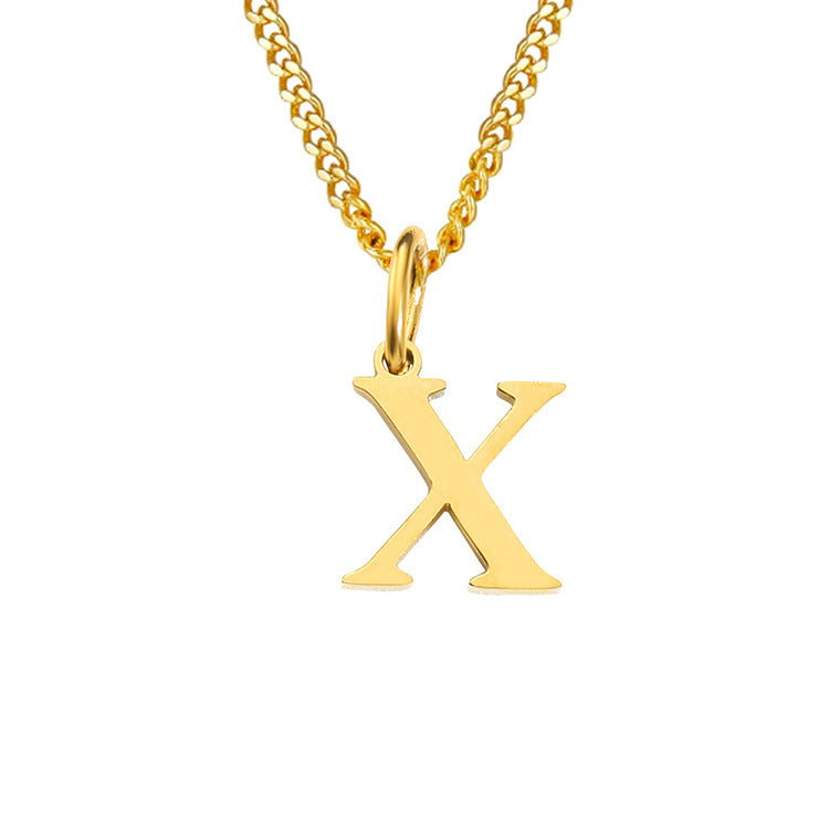 Letter X pendant necklace in gold-tone stainless steel