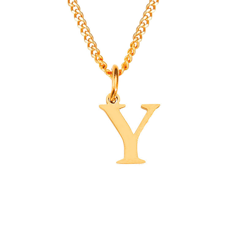 14K stainless steel necklace with Y letter pendant, gold-tone Y initial charm