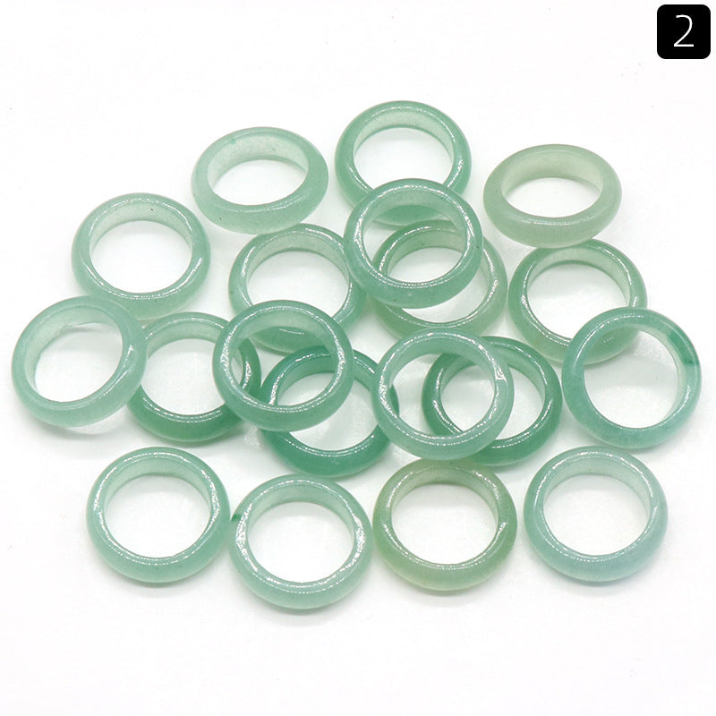 Natural crystal agate running rings, mint green translucent bands