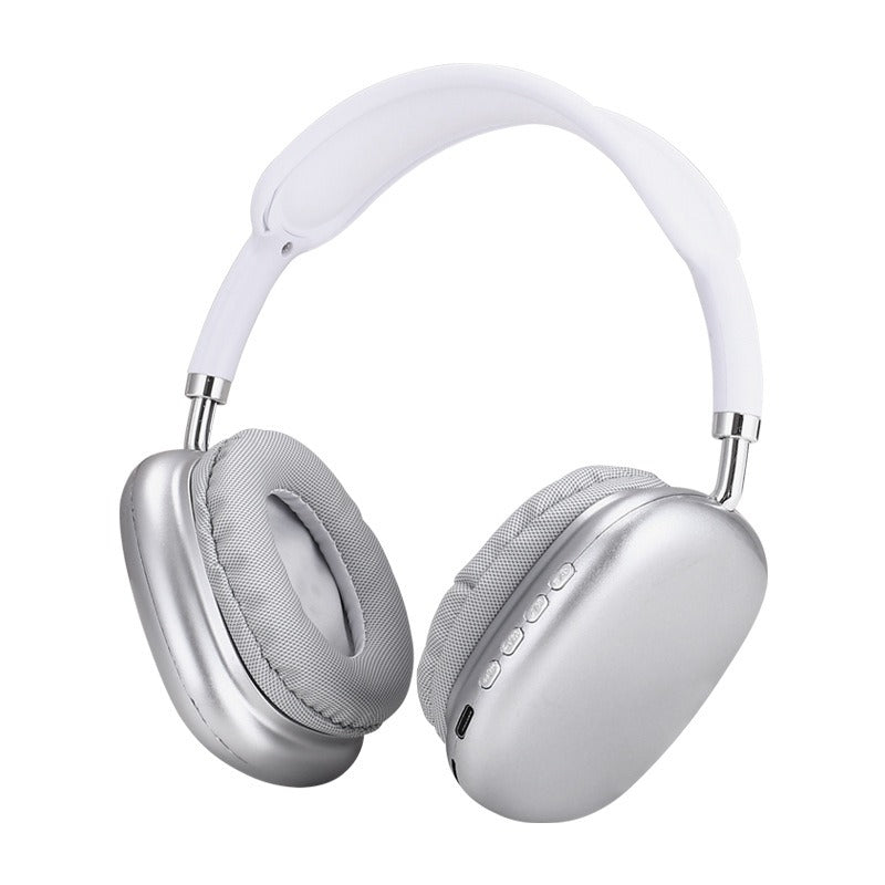 P9 Wireless Bluetooth-Kopfhörer, weiße Over-Ear Kopfhörer mit seitlichem Anschluss am Ohr