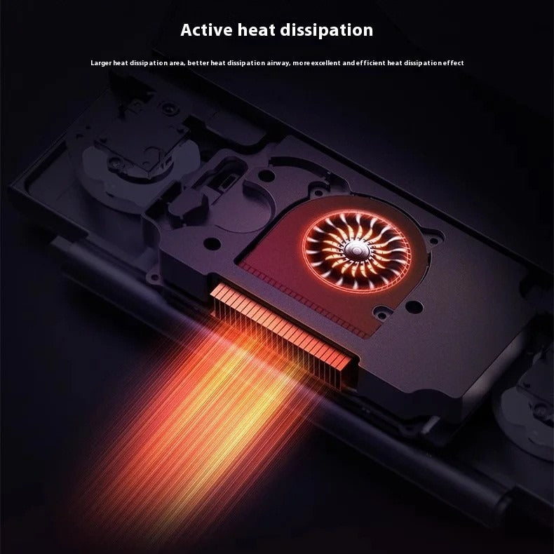 Retroid Pocket Flip2 dark interior view with cooling fan and heat-dissipation components