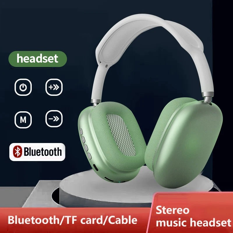 P9 Wireless Bluetooth-Kopfhörer, mintgrüne Over-Ear Muscheln mit seitlichen Tasten