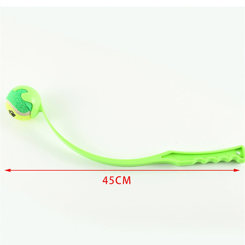 Neon green dog fetch launcher length marker, 45cm overall