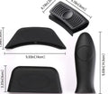 Black silicone hot handle holder set piece with ridged grip and oval contact pad