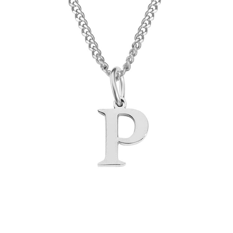 Letter P pendant necklace in silver-tone stainless steel