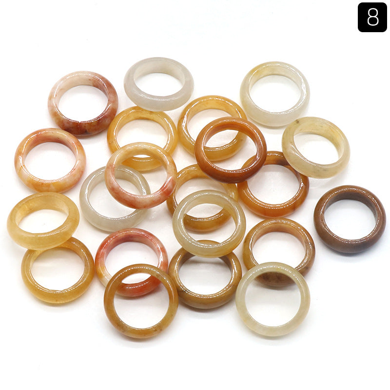 Natural crystal agate running rings, amber and cream translucent bands